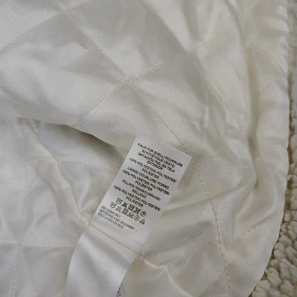 Lucky Brand Sherpa Teddy Jacket Women XL White Soft Button Up Quilted Liner Cozy - Picture 8 of 9